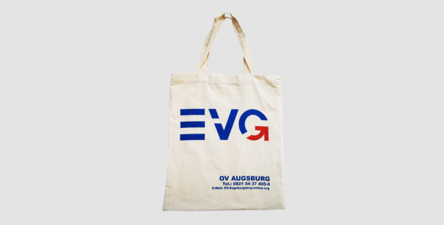 Baumwoll-Stofftasche mit kurzen Henkeln und Siebdruck EVG